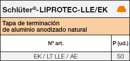 Tapones de terminación Schlüter®-LIPROTEC-LLE/EK