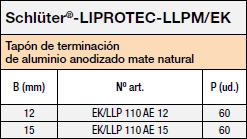 Schlüter-LIPROTEC-LLPM Tapones de terminación