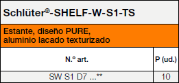 Schlüter®-SHELF-W-S1 PURE TS