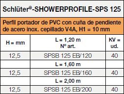 Perfil portaor con cuña de pendiente inox cepillado Schlüter  Showerprofile-SPS 100 EB/200