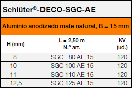 Schlüter-DECO-SGC-AE, B = 15 mm